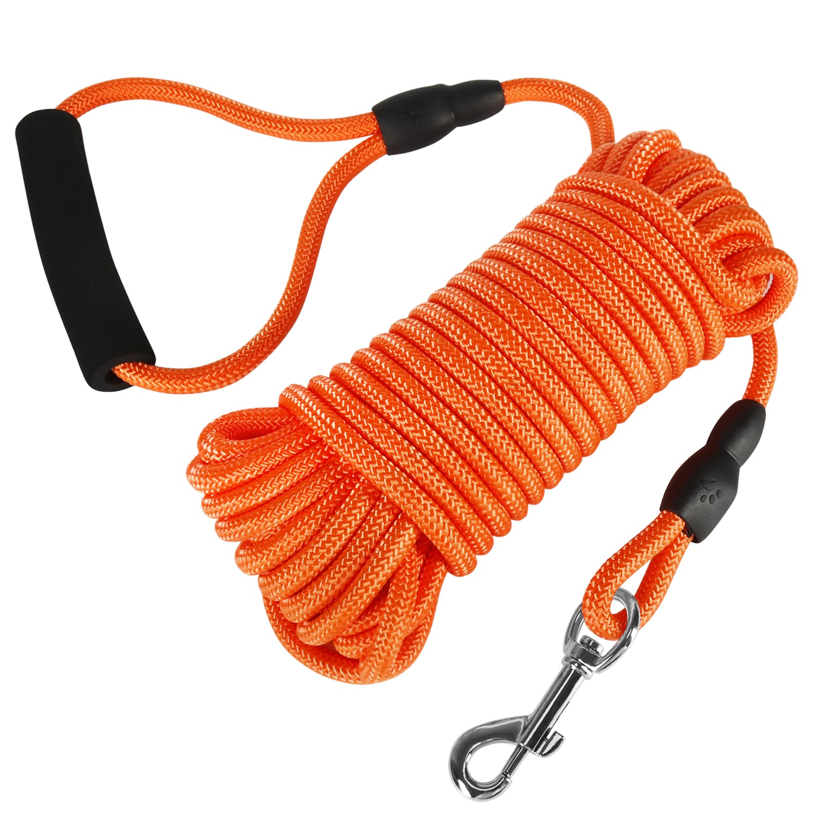 Dog Check Cord, 20FT/6M Floatable Long Reflective Recall Dog Training Rope with Soft Handle for Hiking, Camping, Walking（Orange)